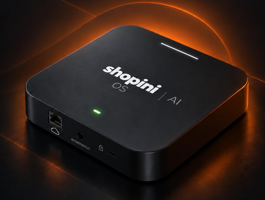 Aperçu de la plateforme de commerce Shopini avec tableau de bord et boutique mobile